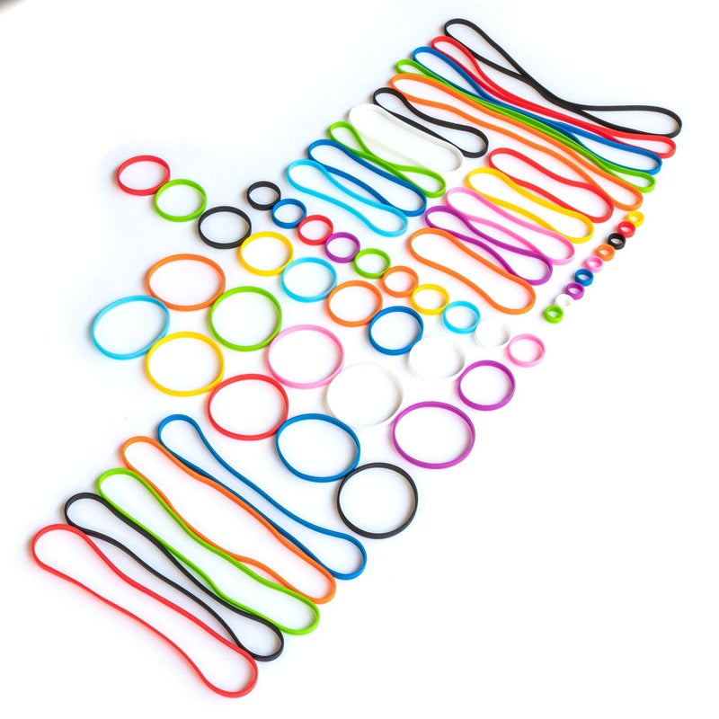 GRIFITI Band Joes 1, 2, 3, 4, 6, 9, 12 x 0.25 Inch 60 Pack Durable Colorful Silicone Rubber Bands Cooking Chef Ring Wallet Box Book Wrap Hardware Bulk Thick Small Rubberbands Elastic SIliconebands - Image 1